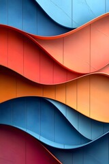 Poster - A vibrant abstract design featuring flowing waves in shades of blue, orange, and red, creating a dynamic visual texture that evokes a sense of movement and energy.