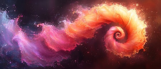 Poster - A vibrant swirl of cosmic colors with hues of orange, pink, and purple, creating a mesmerizing spiral that evokes a sense of wonder and the beauty of the universe.