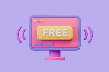 Poster - Computer screen with 'FREE' representing online content services.