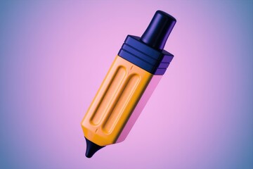 Leinwandbilder - 3D image of yellow pencil with purple eraser on purple background
