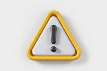 Aufkleber - A 3D rendered yellow triangle warning sign with an exclamation mark  signifying caution or alert