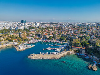 the old harbour in antalya (kaleici), turkey. old town of antalya is a popular tourist destination i