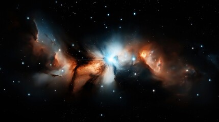 Wall Mural - vivid nebula in deep space with bright luminous gas clouds and twinkling stars in a dark cosmic back