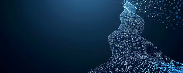 Poster - Abstract Blue Particle Wave Swirling Design