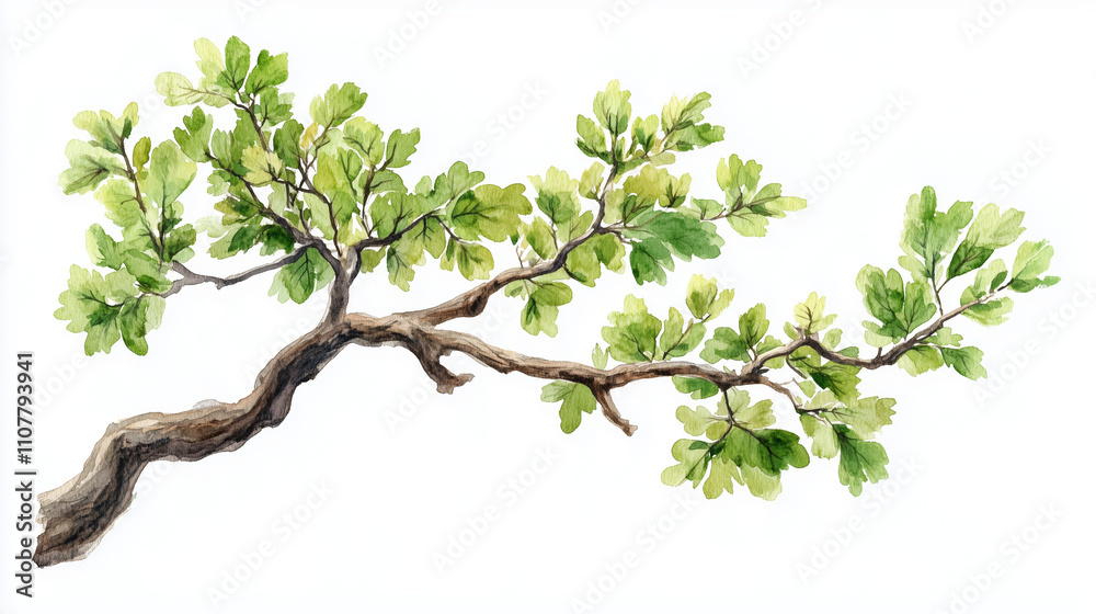 green oak branch with leaves, png file of isolated cutout object on ...