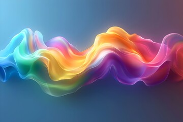 Poster - A vibrant wave of colorful, translucent fabric-like textures, blending shades of blue, green, orange, and pink, creating a dynamic and soothing visual experience.