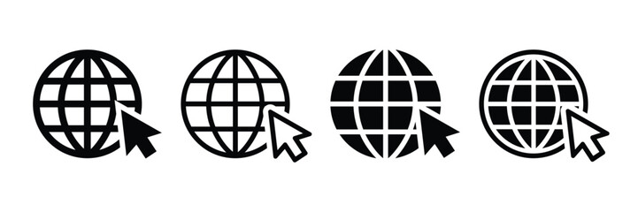 Aufkleber - web icon set. click to go website. globe with arrow. internet icon. web sign.