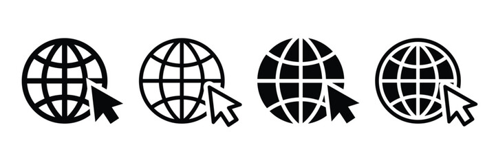 Poster - set of web icons. online icon. internet icon. web sign. globe icon