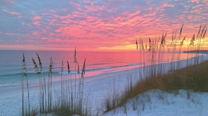 Sticker - Pink Sunset over Serene Beachscape