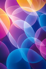 Poster - A vibrant abstract composition featuring overlapping translucent circles in shades of pink, orange, blue, and purple, creating a dynamic and colorful background.