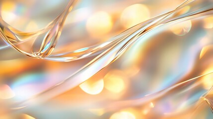 Poster - colorful translucent fabric draped elegantly with golden bokeh background creating a dreamy abstract