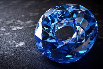 Poster - Sparkling blue gemstone on dark background.