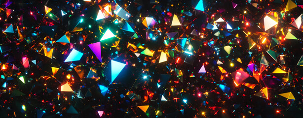 Aufkleber - Colorful reflections of light on sparkling crystals in a dark background create a vibrant and mesmerizing display