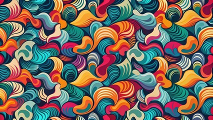 Poster - Vibrant Swirling Abstract Pattern of Intertwined Shapes in Bold Colors