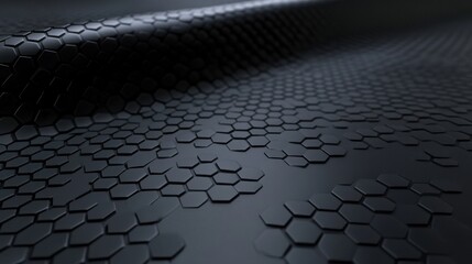 Poster - Abstract Black Hexagonal Pattern Surface for Modern Design, Featuring Textured Elements in a Geometric Layout Suitable for Background or Overlay