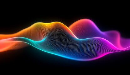 Poster - Abstract colorful wave, vibrant, glowing, dynamic, digital art.