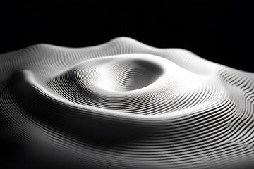 Poster - Abstract grayscale image of a swirling, textured surface with a central vortex.