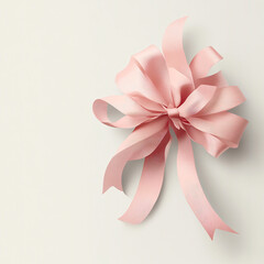 Wall Mural - Simple and cute ribbon illustration, warm, muted palette of neutral tones of pale rose pink, uses soft pastel colors, white background,