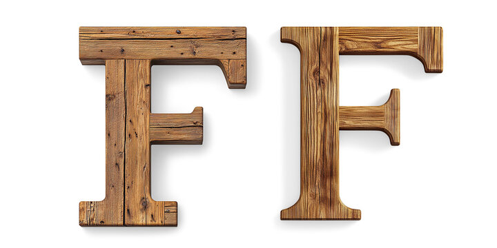 Wooden Letter F on a Transparent Background