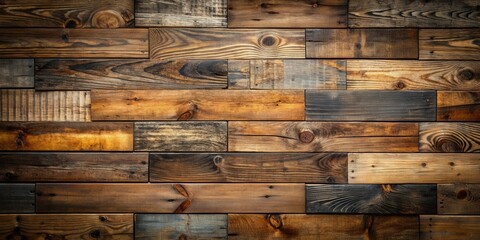 Poster - A Rustic Wall of Interlocking Reclaimed Wooden Planks, With Variations in Grain, Color, and Texture
