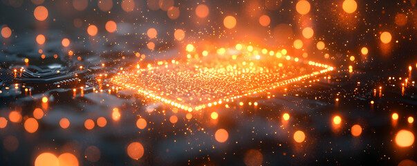 Poster - Glowing Circuit Board Abstract Digital Technology
