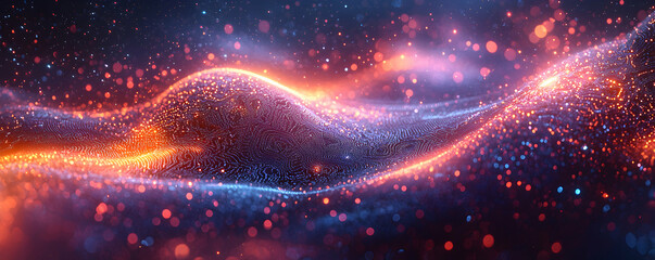 Poster - Abstract Wave of Glowing Particles and Light