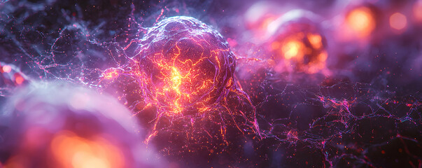 Poster - Abstract Glowing Sphere Network Energy Particles