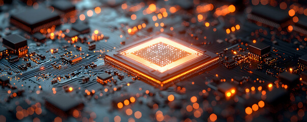 Poster - Illuminated Central Processing Unit On Circuit Board