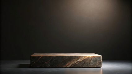 Poster - Elegant Marble Pedestal Platform for Product Display on Black Background