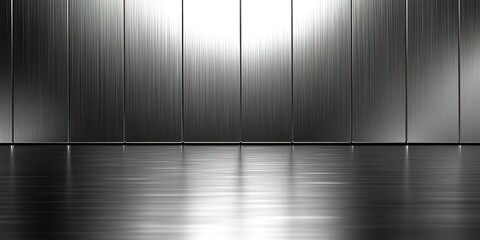 Poster - Smooth metallic wall with reflections creates a modern ambience in a bright setting