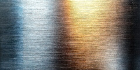 Poster - Abstract texture of brushed metal highlighting silver and gold tones under soft light