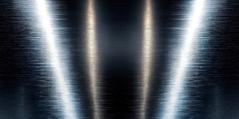 Poster - Shiny metallic surface with light reflections in a dark environment