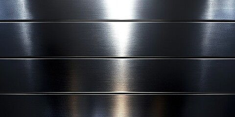 Poster - Textured black metal surface with polished stripes reflecting light in a modern setting
