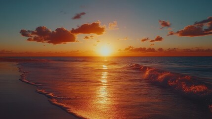 Sticker - Fiery Sunset over Tropical Beach