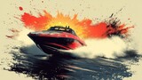 extremely fast boat sports racing vector graphi
