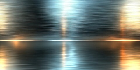 Poster - reflections on a shiny metallic surface under soft lighting at dusk