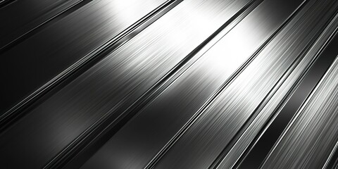 Poster - shiny metal surface with linear patterns reflecting light in an industrial setting