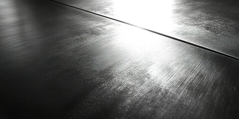Poster - Glossy black surface reflecting light in a minimalist environment during daylight hours