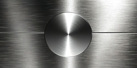 Poster - metal texture with circular element on a glossy surface showcases modern design and craftsmanship