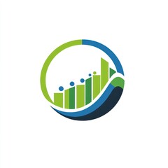 Poster - Here's a  and keyword list suitable for a stock photo site... Abstract green and blue graph in circle, representing growth and progress.