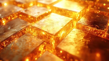 Poster - golden multilayer glass background 3d rendering