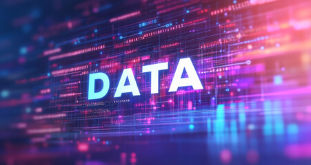 Poster - Visual representation of data with vibrant colors and digital patterns showcasing technology and information