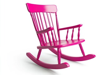 Poster - A pink rocking chair sitting on a plain white surface