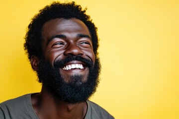 Poster - Portrait of a smiling man with a beard, suitable for various uses such as personal or professional profiles