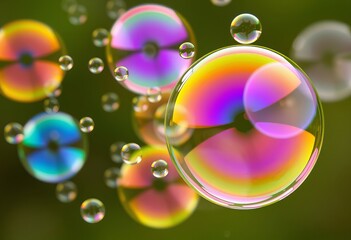 Wall Mural - Bursting soap bubbles in vivid colors