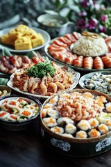 Poster - A table filled with various types of food, perfect for a party or event