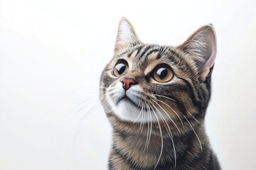 Poster - A close-up of a curious cat gazing upwards