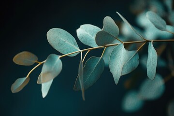 Poster - A detailed view of a plant branch with leaves and stems