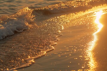 Poster - A detailed view of an ocean wave breaking on the beach