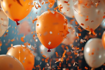 Aufkleber - A colorful bunch of balloons tied together with confetti, perfect for parties and celebrations